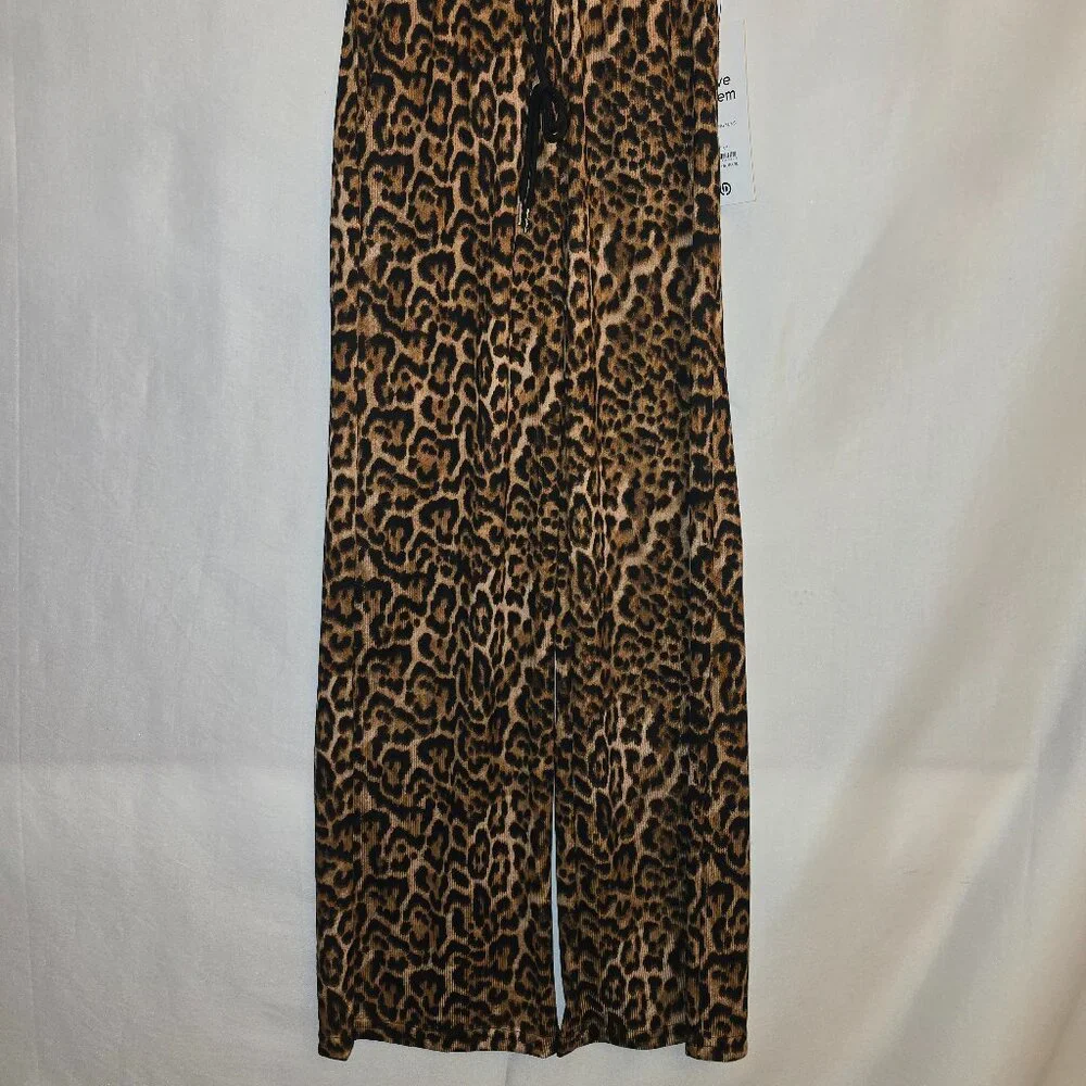 Wide Leg Leopard Print Pants - Brown - Picture 2 of 3